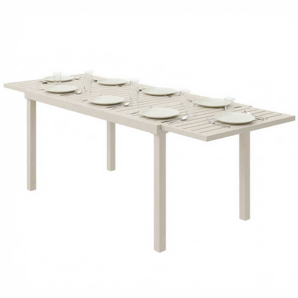 Tavolo da pranzo allungabile per esterni ¨C zephmum ¨C 150-225 cm, bianco, alluminio