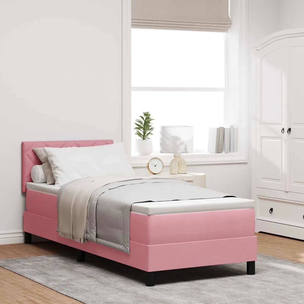 Letto a Sorgente LED con materasso Rosa 80 x 200 cm Velluto 3342685