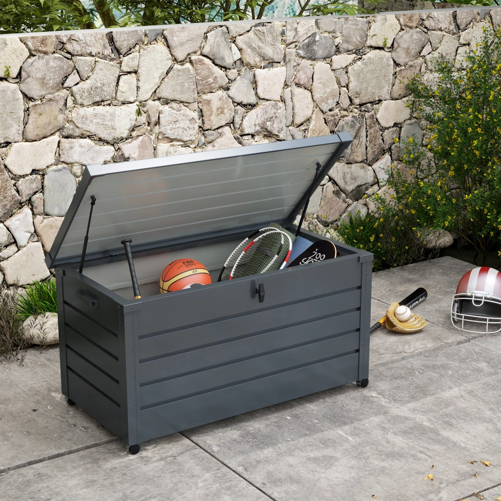 Cassa per Giardino in Acciaio Galvanizzato ¨C zephmum ¨C Grigio Scuro 120x62x66 cm