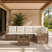 Set Divano da Giardino 6 pz Beige e Bianco Crema polyrattan 3435126