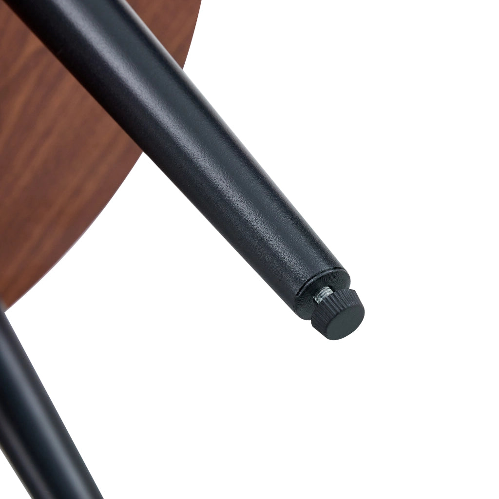 Tavolino da caffè rotondo con piano spesso 5 cm; gambe in metallo nero con piedini regolabili; noce; Ø 60 cm