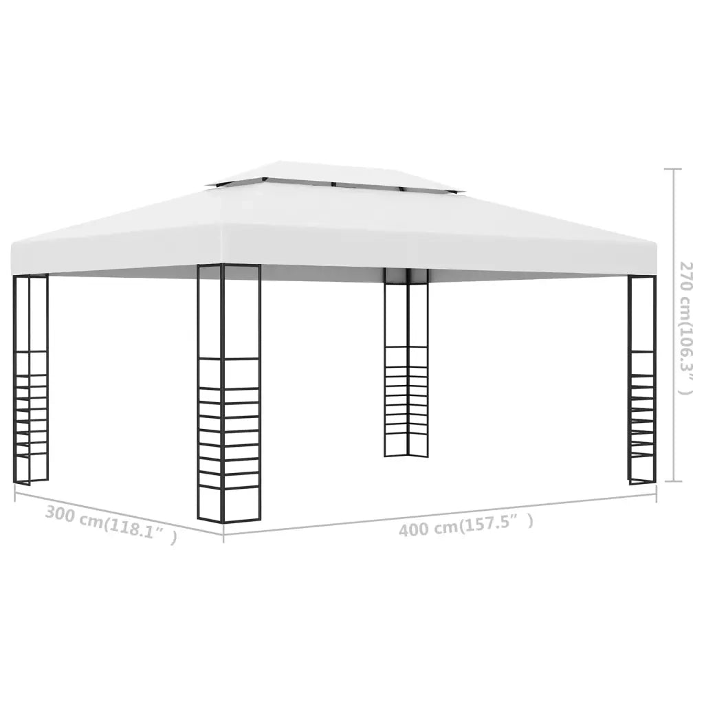 Gazebo | Pergolato da Giardino in Acciaio Verniciato 4x3x2,7 m Bianco