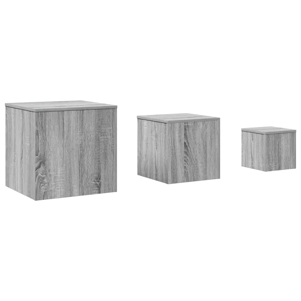 Credenze 3 pz Grigio Sonoma in Legno Multistrato