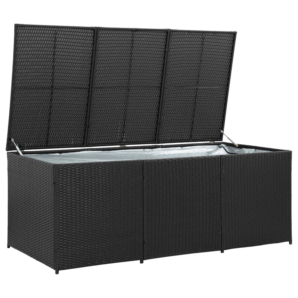 Cassetta portaoggetti per mobili da giardino in resina intrecciata 180 x 90 x 75 cm nero 02_0013121