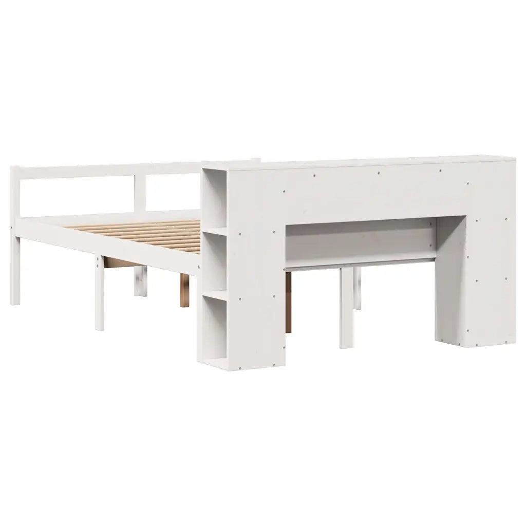 Letto Libreria senza Materasso Bianco 150x200 cm Legno di Pino 3321972