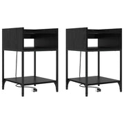 Set di 2 Comodini | Armadio da Notte | Mobiletto da notte Rovere Nero 40 x 40 x 61 cm