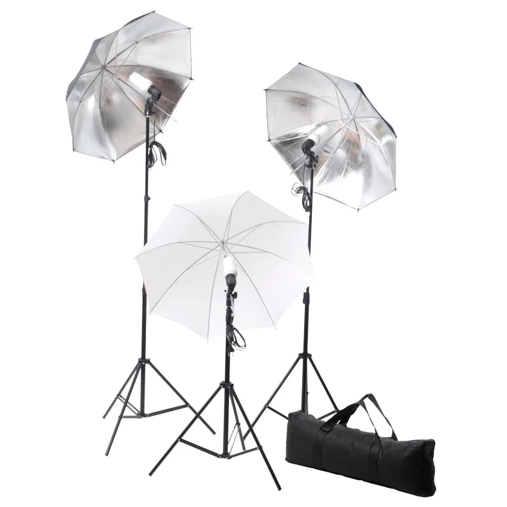 Kit di illuminazione professionale da studio con treppiedi e ombrelli 24 watt 02_0001411