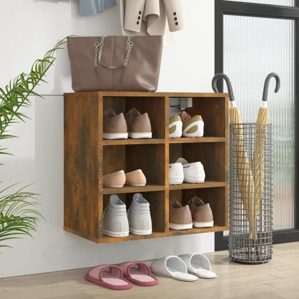 Scarpiera-Scaffale per scarpe Rovere Fumo 52,5x30x50 cm