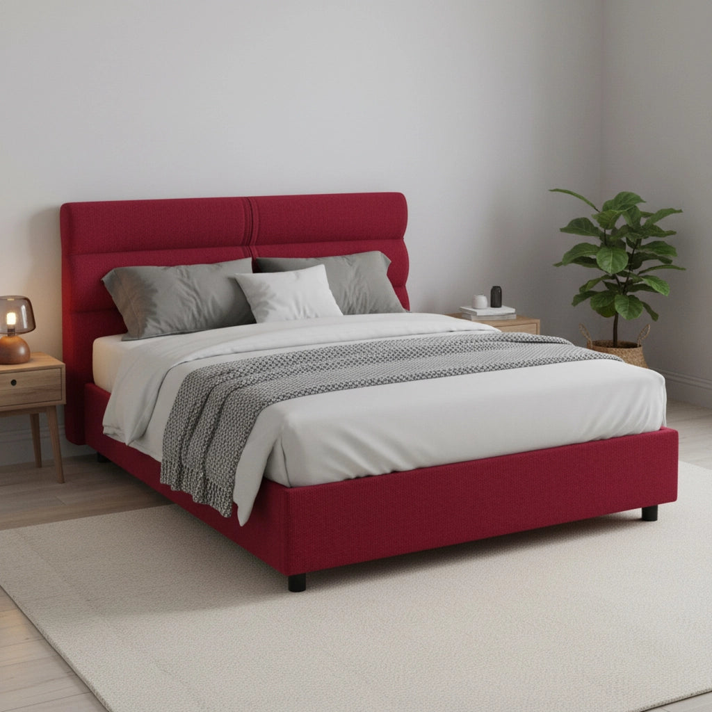 Brinzio, Letto Piazza e Mezza Materasso Incluso Made in Italy, Rosso