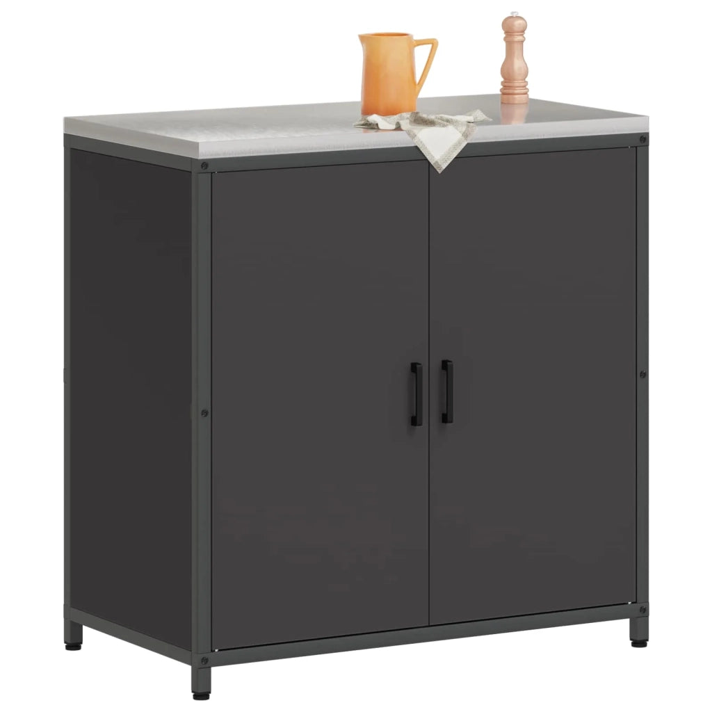 Stoccaggio in cucina con porta Nero 90 x 50 x 92 cm Acciaio 874982