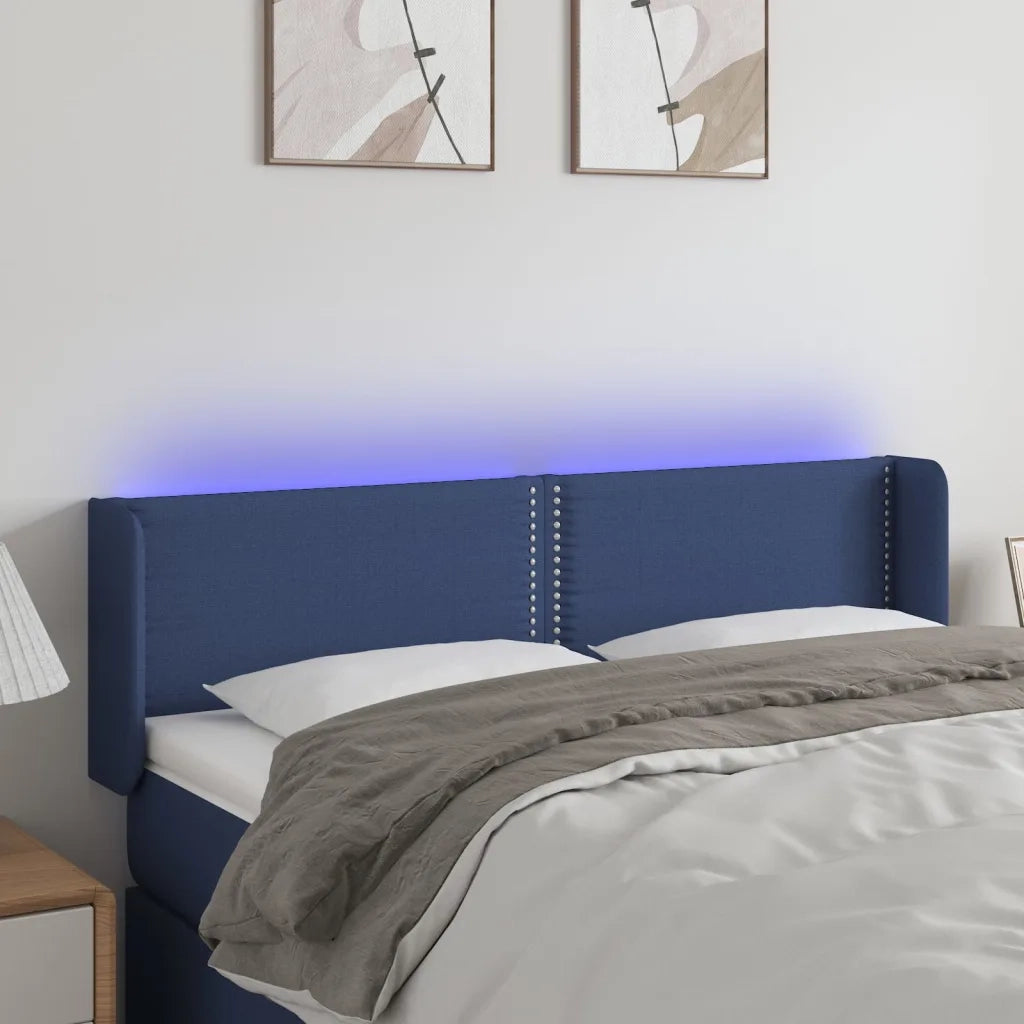 Testiera | Testata a LED Blu 147x16x78/88 cm in Tessuto