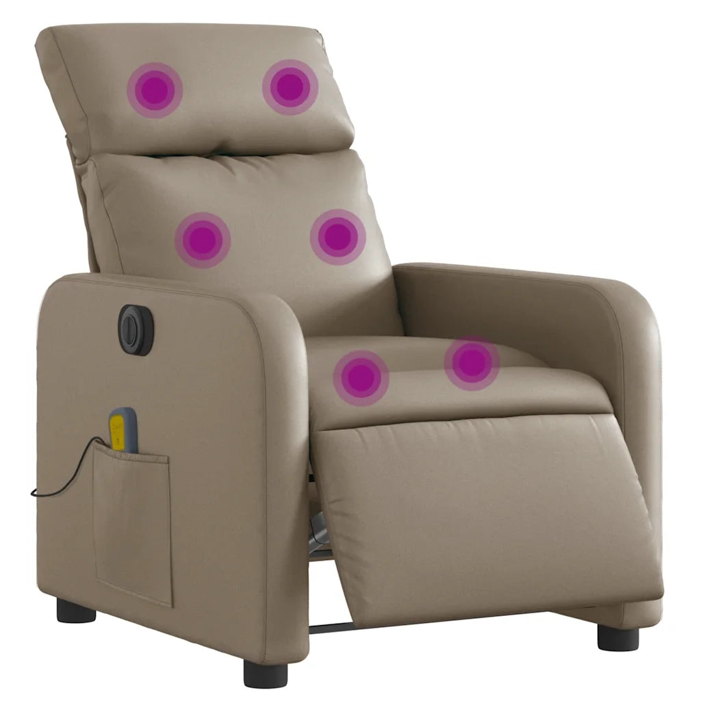 Divano Sedia-Poltrona Reclinabile Massaggio Elettrica Cappuccino Similpelle 262838