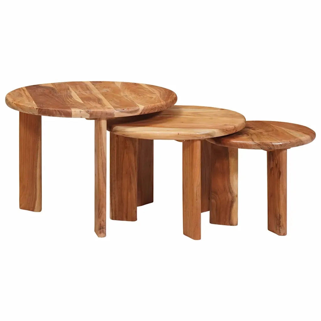 Tavoli da Caffè Nido 3 pcs Marrone Legno di Acacia Massello
