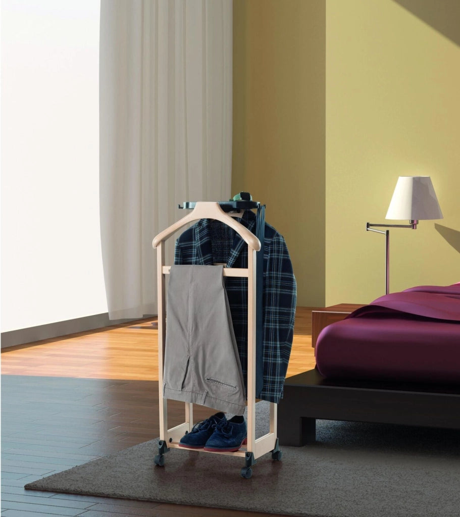 Foppapedretti 9900395003 IlMettinsieme Indossatore Servomuto Legno Faggio Due Spalle Porta Pantaloni Portascarpe Rotelle colore Naturale