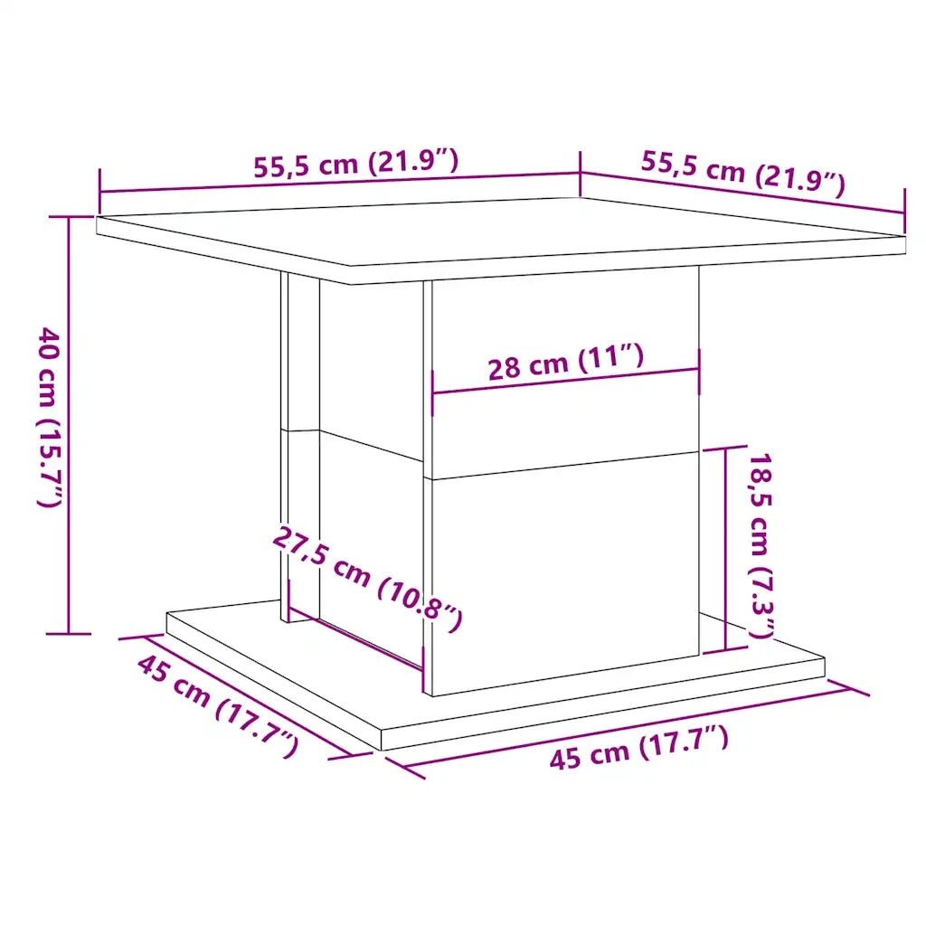 Tavolino Salotto Rovere Artigianale 55,5x55,5x40 cm Truciolato 856809