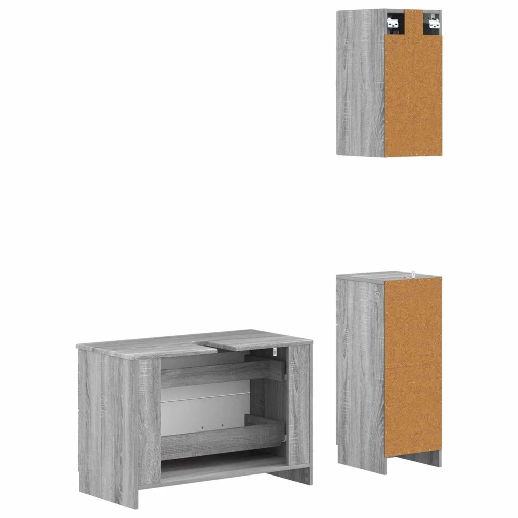 Set di armadietti da bagno in 3 pezzi UTRECHT Sonoma grigio 3417816