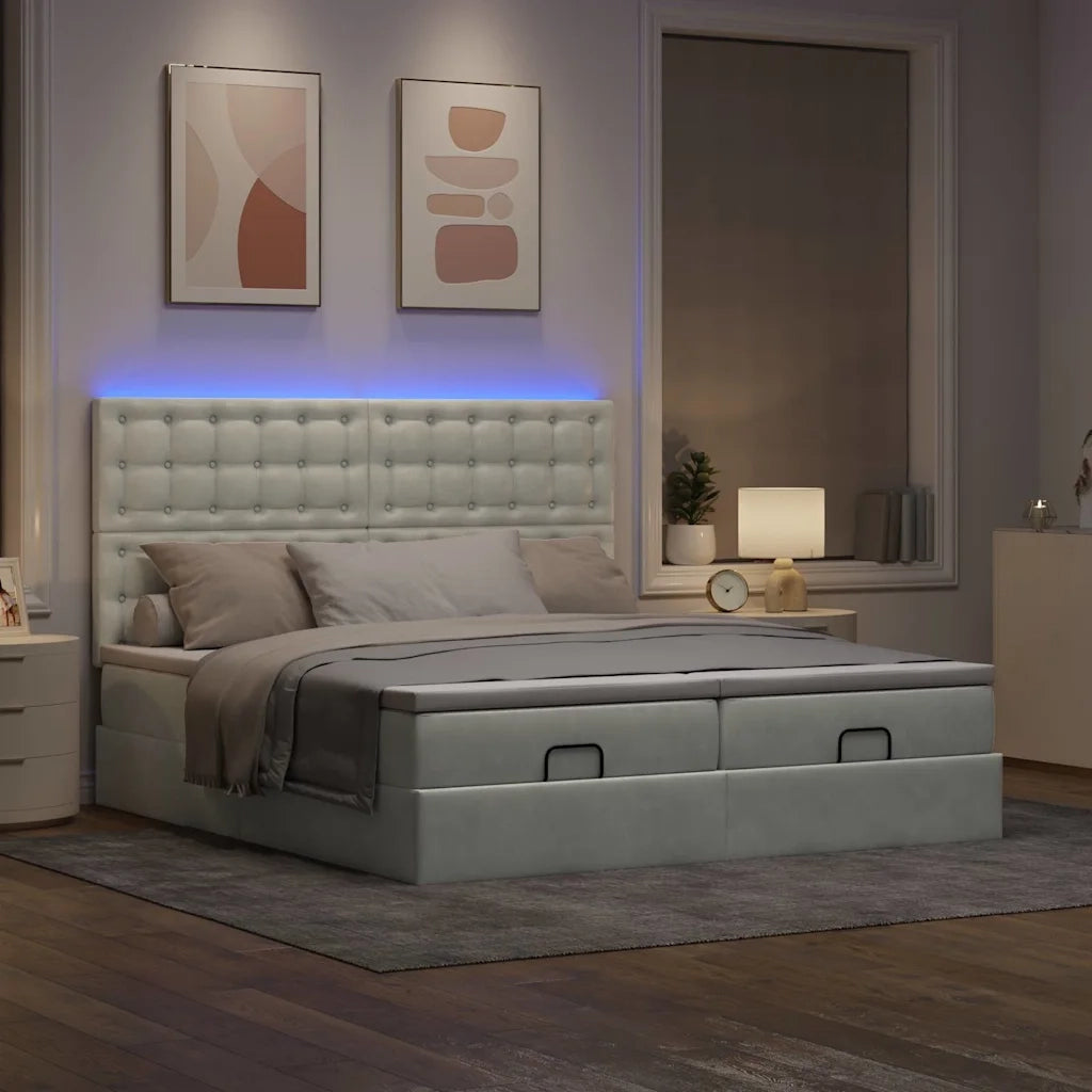 Struttura Letto Pouf con Materassi 200x200 cm Velluto 3314663