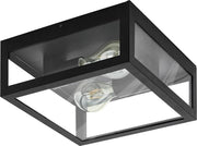 Lampada da soffitto 2 punti di luce industriale vintage acciaio vetro soggiorno-cucina-bagno nero chiaro connettore E27 IP44