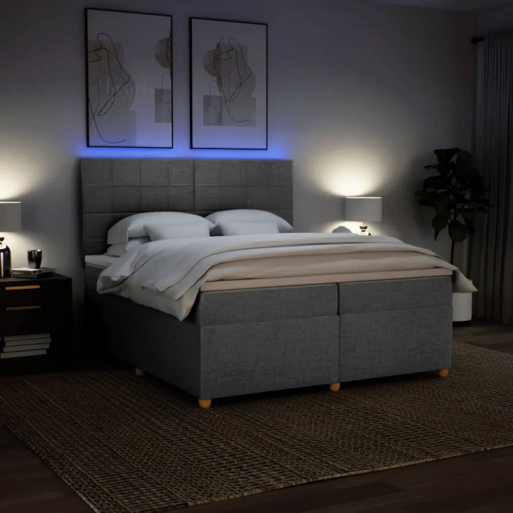vidaXL Giroletto a Molle con Materasso Grigio Chiaro 200x200cm Tessuto