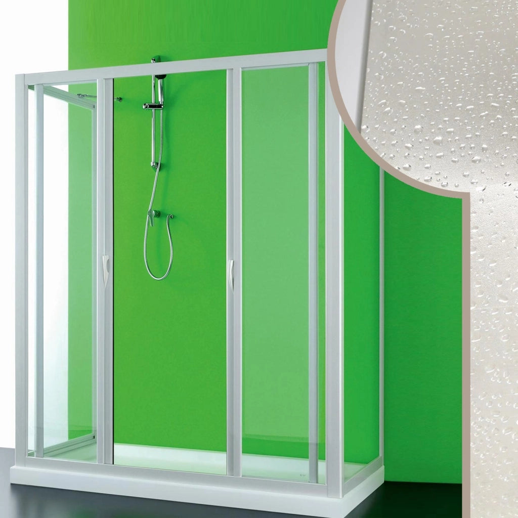 Box Doccia 3 lati 80x120x80 CM in Acrilico mod. Mercurio 2 con apertura centrale