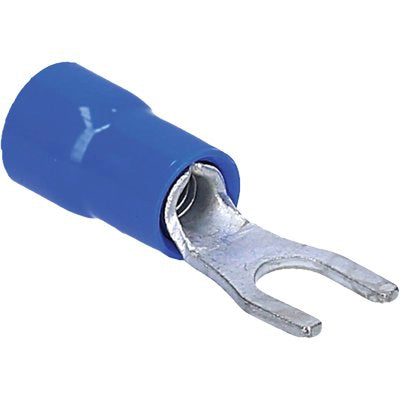 TERMINALE A FORCELLA A STRINGERE - BLU X CAVO MMQ 1,5/2,5 FORO MM 4,3 CF=PZ 10- 12 confezioni