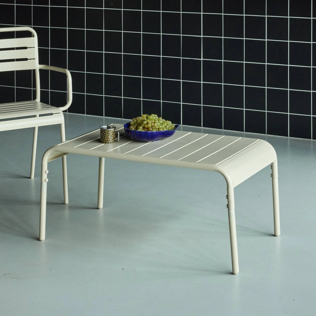Tavolino da giardino in acciaio, 90 cm, beige