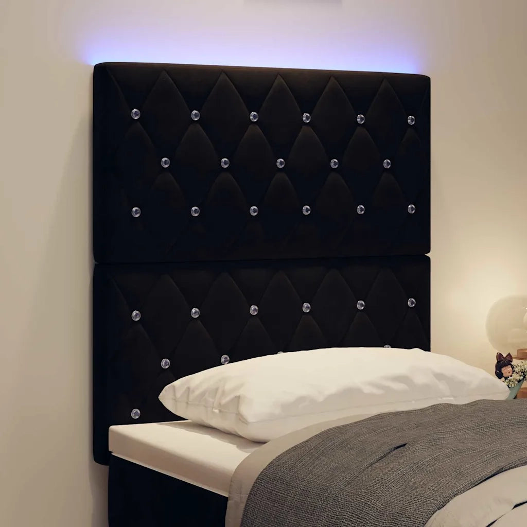 Testiera LED con strisce LED con testiera Nero 80 cm Velluto 3338344