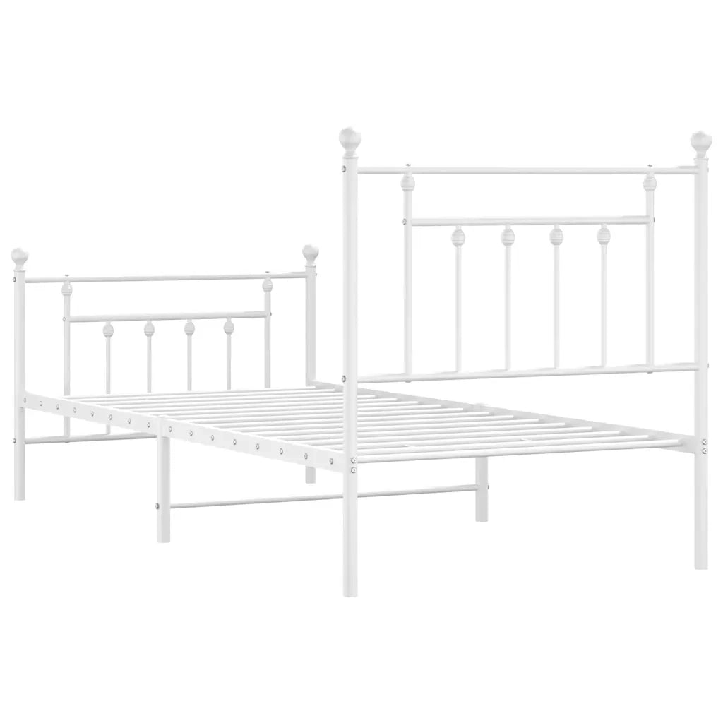 Giroletto con Testiera e Pediera-Struttura Letto Metallo Bianco 90x190 cm 314232