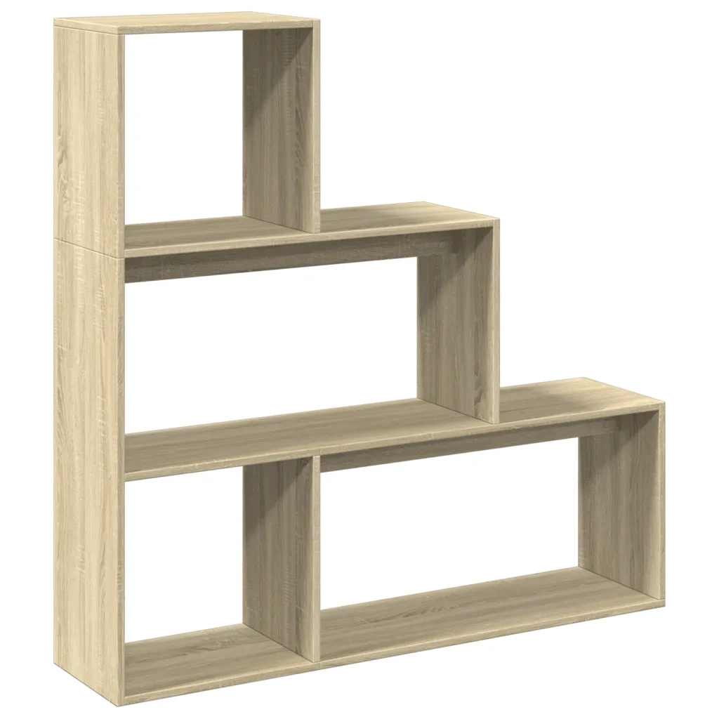 Libreria Divisorio 3 Ripiani-Scaffale per Libri-Mobile di Stoccaggio Sonoma 123x29x123 cm in Truciolato