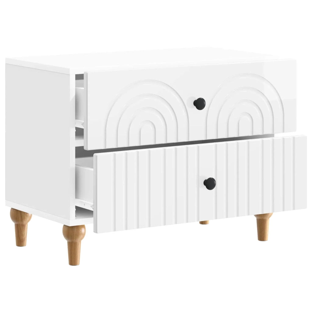 Armadio da Notte con cassetto Bianco Lucido 62 x 34,5 x 48 cm 894089