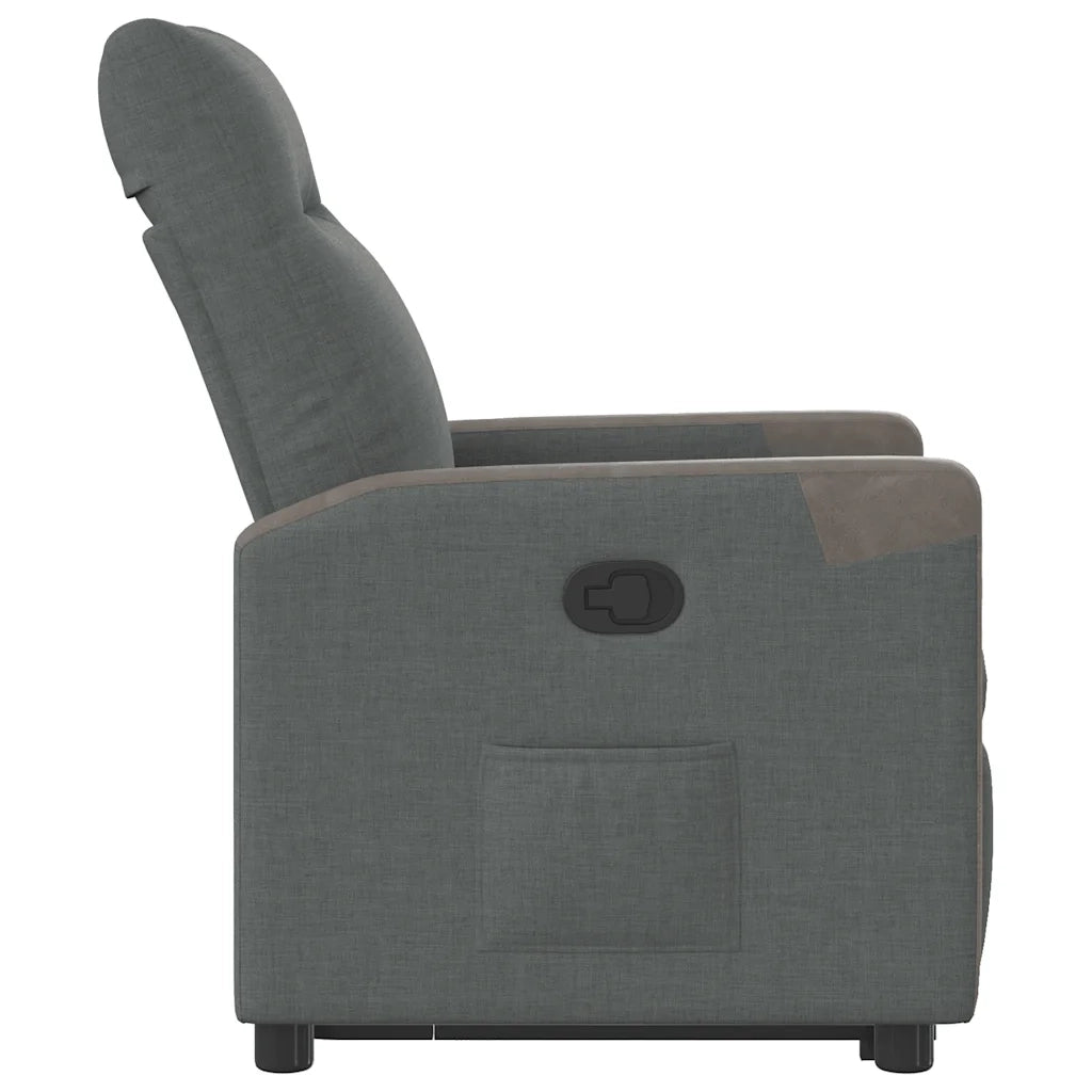 Poltrona | Sedia Relax Alzapersona Reclinabile Grigio Scuro in Tessuto
