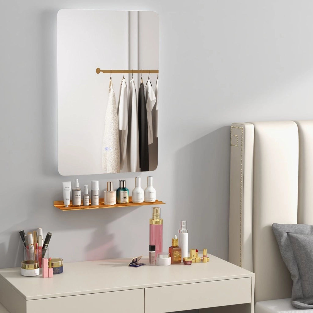 Specchio LED da bagno 70x50cm con luminosit¨¤ regolabile e 3 colori funzioni di autosbrinante, Specchio da trucco-Specchi da parete