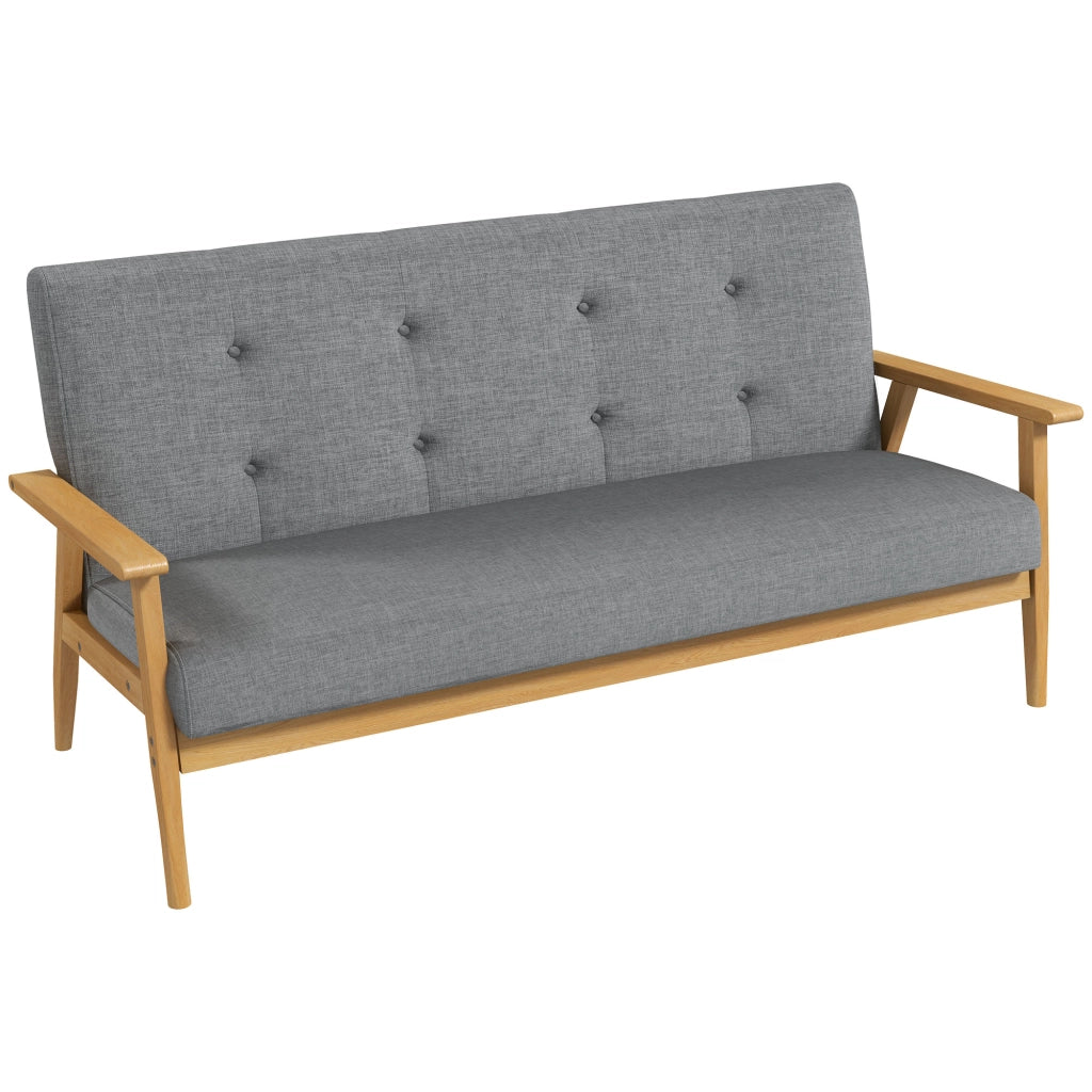 Divano 3 posti scandinavo ¨C Xylo ¨C tessuto grigio imbottito con schienale capitonn¨¦ 154,5 cm
