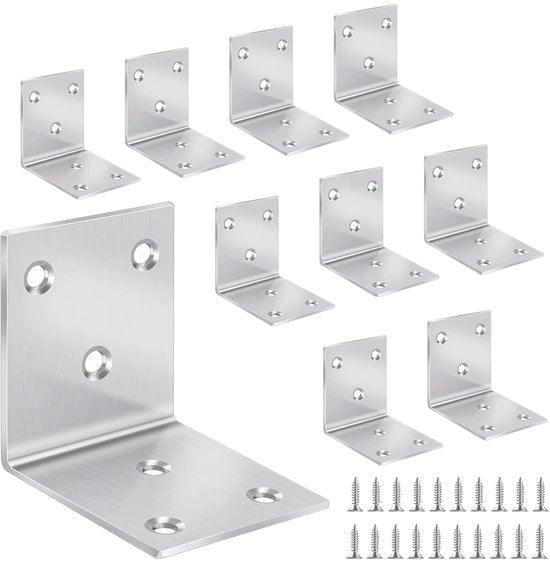 Angoli di rinforzo - Acciaio inossidabile - Set da 10 - 50x50x50 mm