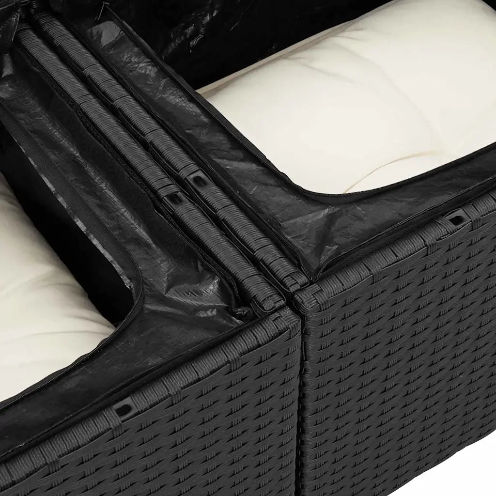 Set Divano da Giardino con cuscino 8 pcs Nero Poly Rattan 3364860