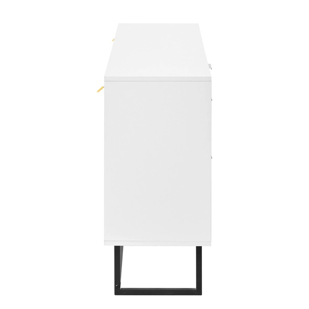 Mobile Credenza con Vetrina, Cassetti e LED ¨C MINIMAL ¨C Bianco Lucido