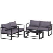 Set di mobili da giardino a 4 pezzi; divano con cuscini e tavolo con riporto; grigio poliestere; 138 x 69 x 63 cm