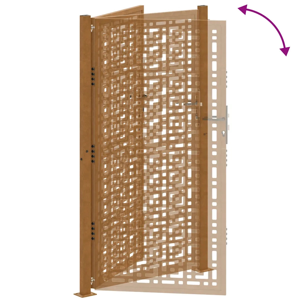 Cancello da giardino 100x200 cm in acciaio corten con design a croce 4101008