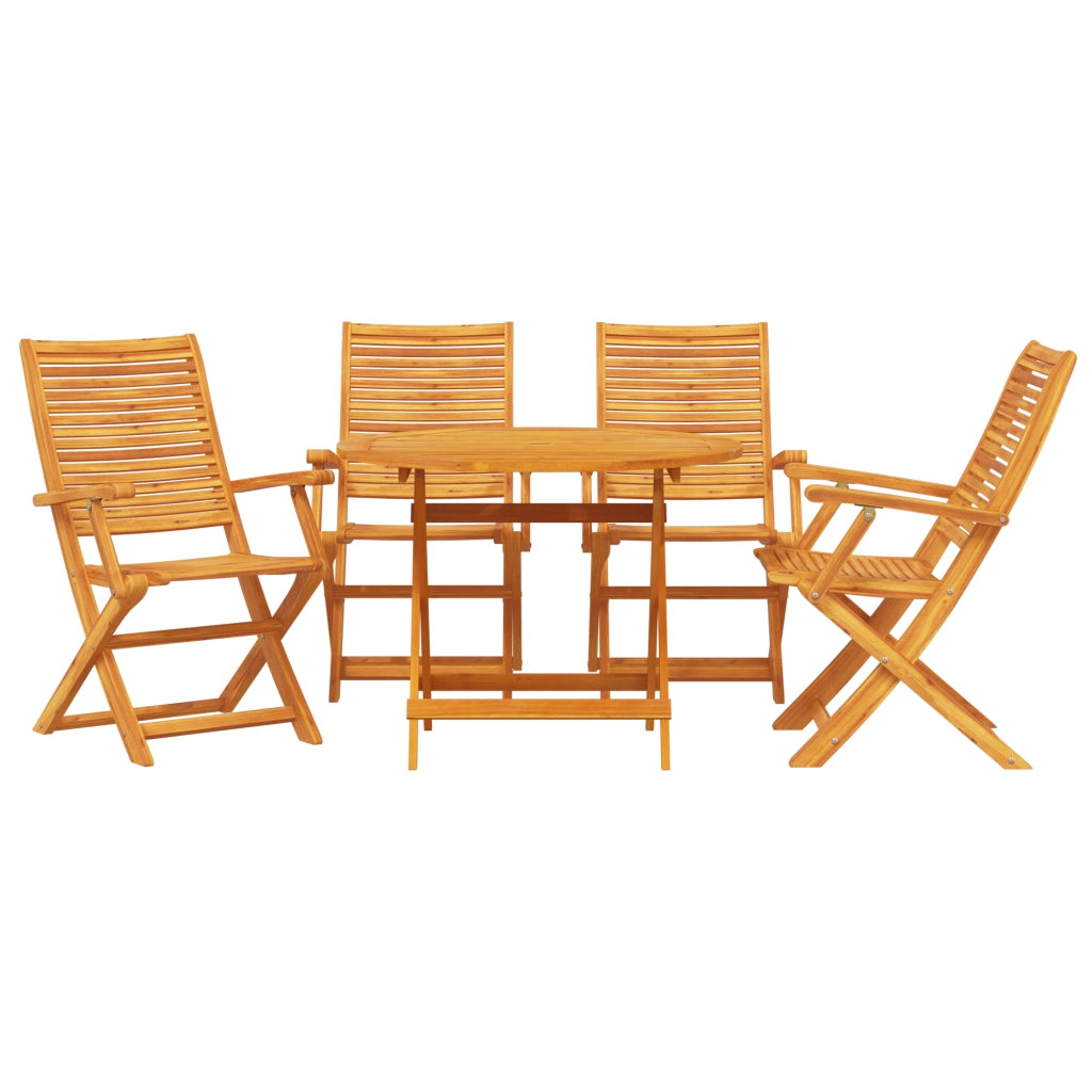 Set pranzo da giardino 5 pezzi in legno massello di acacia