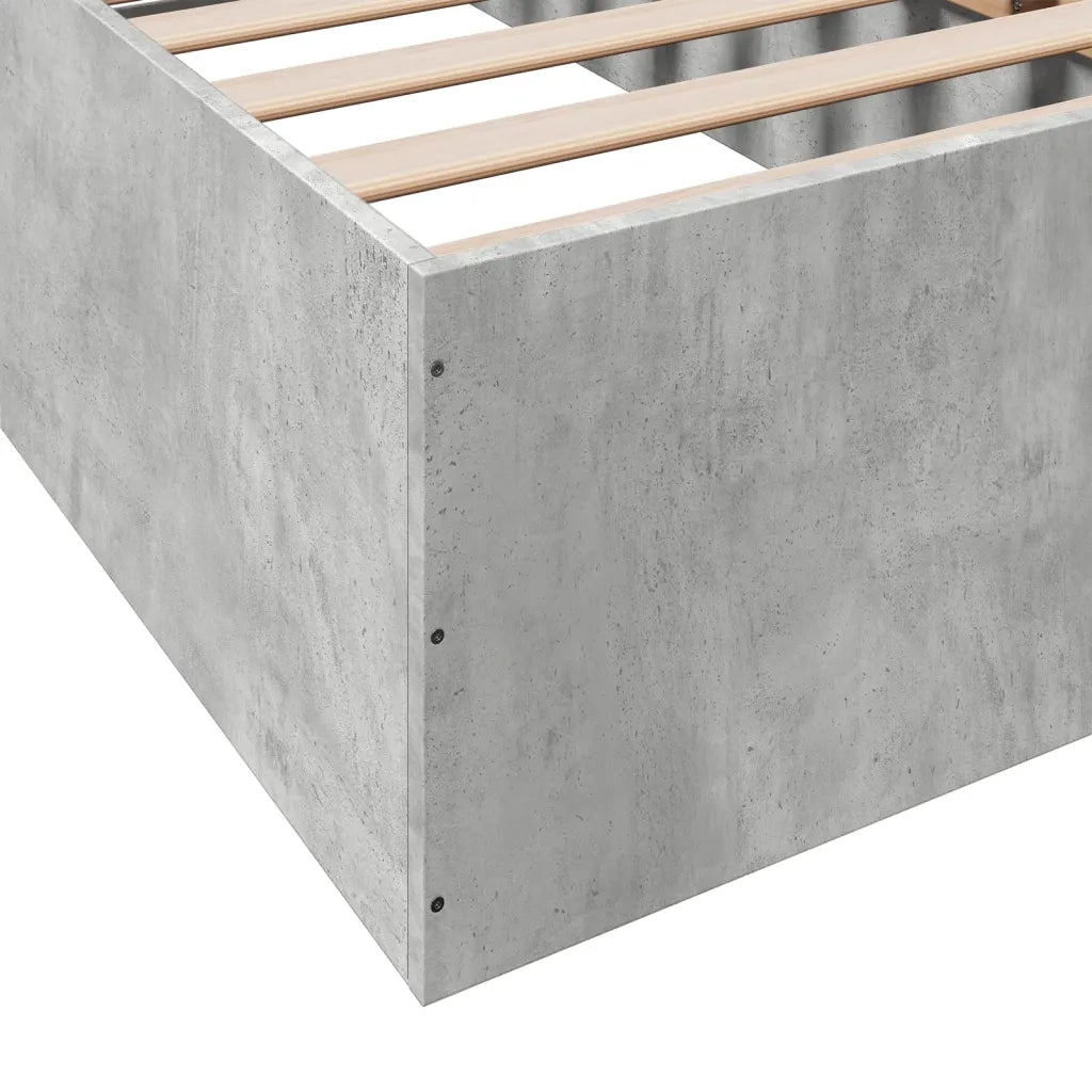 Letto singolo | Letto per adulti | Giroletto Grigio Cemento 75x190 cm in Legno Multistrato