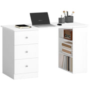 Scrivania con Cassettiera e Ripiani in Legno ¨C zephmum ¨C Bianco 120x49x72