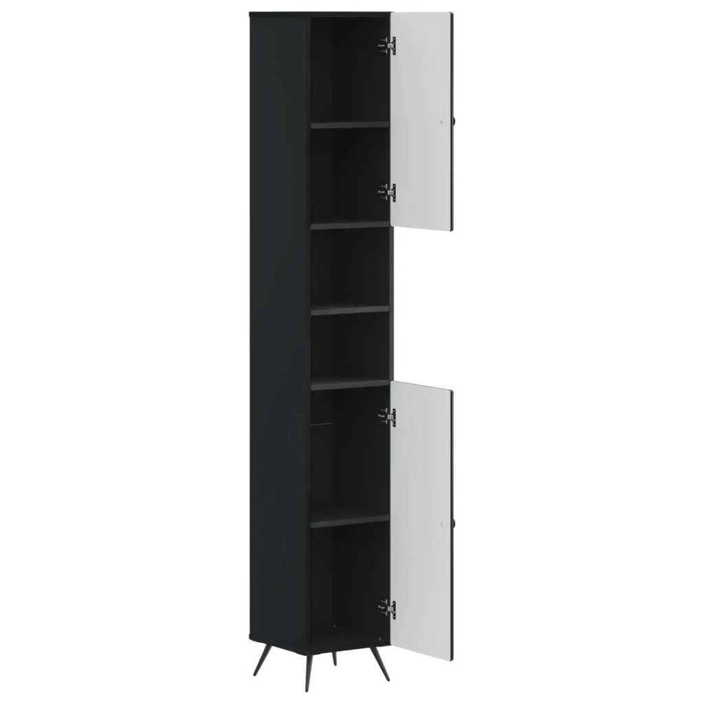 Armadio da Bagno con Ripiano Aperto BREDA Nero 30 x 31 x 190 cm 897476