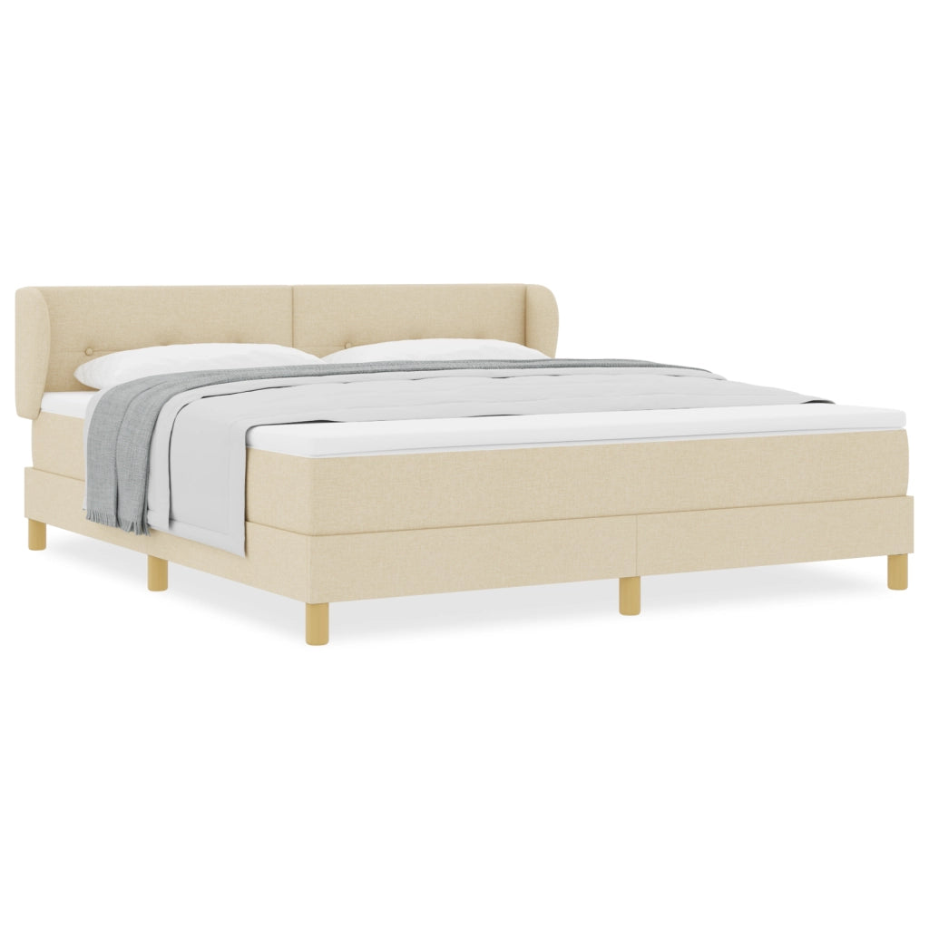 Letto Box Spring  con Materasso in Panna, 180x200 cm, Tessuto