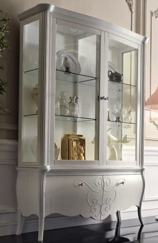 Vetrina in legno grezzo 2 cassetti 2 porte l.150 p.50 h.216 (3004) - Mobili 2G