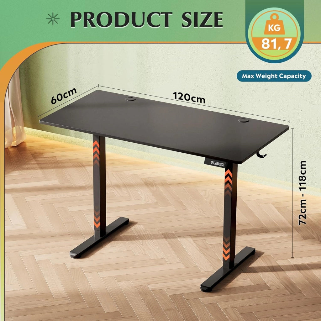 Scrivania regolabile in altezza ¨C zephmum ¨C Nero, 120x60 cm