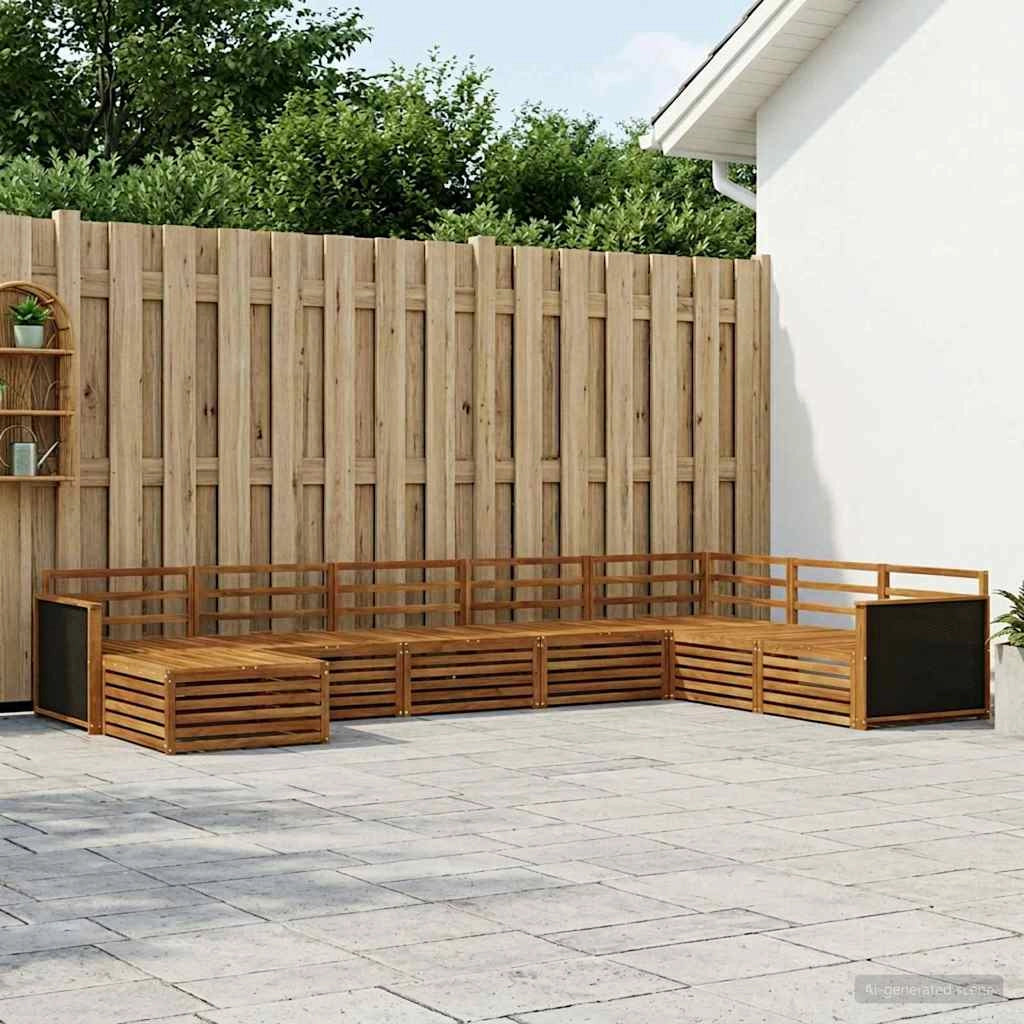 Set di divani da esterno 8 pz Naturale Legno di Acacia Massello 3383702