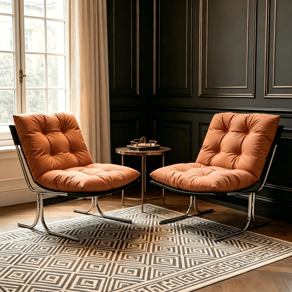 Poltrona 72.2x84.1x84.6 cm con cuscino removibile in similpelle marrone