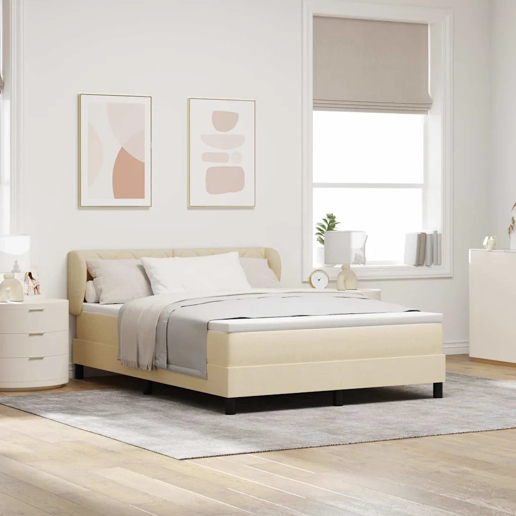 Letto a molle con materasso Crema 160 x 200 cm Tessuto 3340099