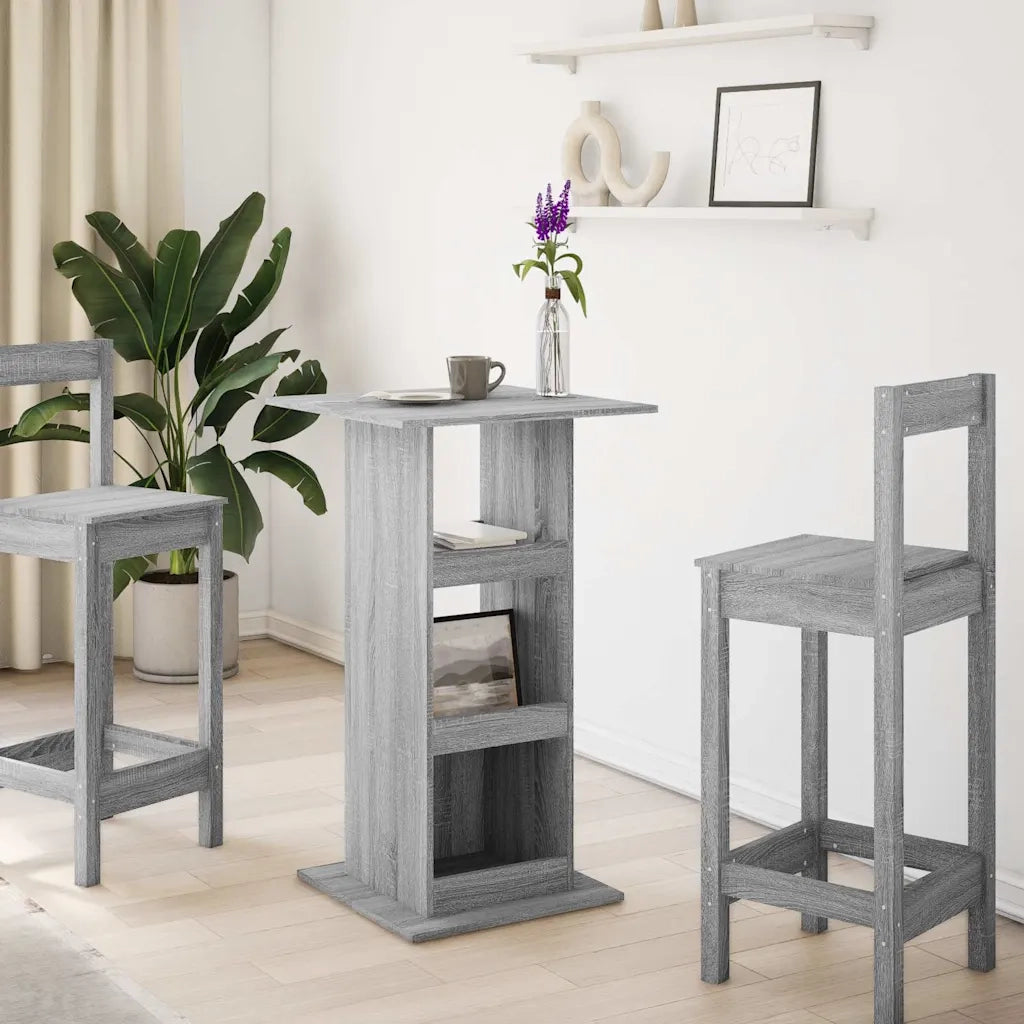 Tavolo Bar Portaoggetti Grigio Sonoma 60x60x102 cm Multistrato
