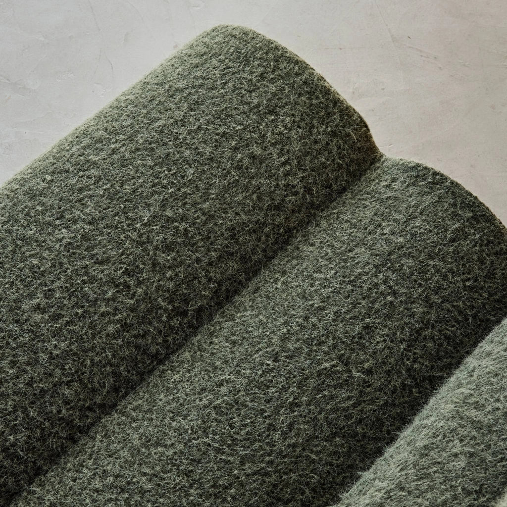Divano modulare tessuto effetto alpaca, 2 posti, verde kaki